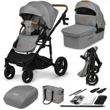 Lionelo Mari Tour 2-in-1 Kinderwagen bis 22kg mit Babywanne verstellbare Rückenlehne Zusammenklappbar 5-Punkt-Gurt Große 360 geländegängige Räder dreifache Dämpfung Verdeck XXL Buggy Baby Stroller