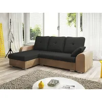 Fun Möbel Ecksofa DEKOS mit Schlaffunktion Cappuccino / Schwarz Ottomane Links - Schwarz