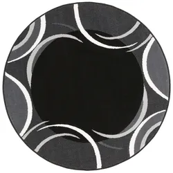 Teppich »Noah«, rund, 7 mm Höhe, mit Bordüre, Kurzflor, verspieltes Design, pflegeleicht, elegant, 83287764-10 anthrazit 7 mm