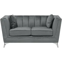 2-Sitzer Sofa Samtstoff grau GAULA