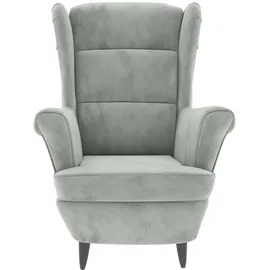 vidaXL Ohrensessel mit Hocker Hellgrau Samt