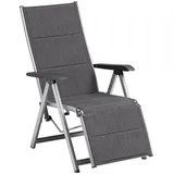 Kettler Basic Plus Padded Relaxsessel Silber/anthrazit, Alu/Textilene, 0301216-9000, verstellbare Rückenlehne