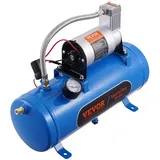 Vevor 12-V-Luftkompressor mit Tank 6 L, Zughorn-Luftkompressor-Satz, 90-120 psi Arbeitsdruck, Integriertes Luftkompressorsystem für Zug-Lufthupen, Aufpumpen von Reifen, LKWs, SUVs usw. Blau