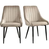 Duhome Esszimmerstuhl 2er Set aus Samt, Küchenstuhl Polsterstuhl Retro Design mit Rückenlehne Metallbeine für Esszimmer Küche Wohnzimmer Schlafzimmer, Beige