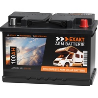 EXAKT AGM Batterie 100Ah 12V Solarbatterie Wohnmobilbatterie Bootsbatterie Camping Versorgungsbatterie