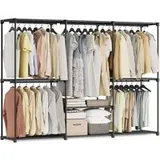 Songmics Kleiderschrank mit 5 Hängefächern 205 x 43 x 166 cm schwarz