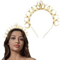 Flayem Mond Haarband Gold Stern Göttin Kopfschmuck Strass Haarreifen Kristall Haarteil für Frauen und Mädchen