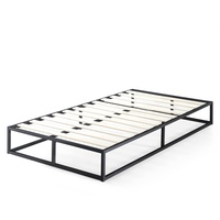 Zinus Joseph Bett 100x200 cm - Höhe 25 cm mit Stauraum unter dem Bett - Metall-Plattform-Bettgestell mit Holzlattenrost - Schwarz