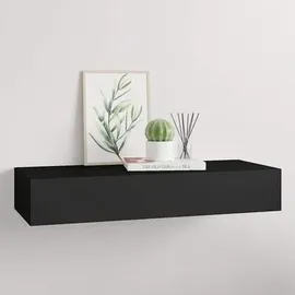 vidaXL Wandregal mit Schublade 60 x 23,5 x 10 cm Schwarz