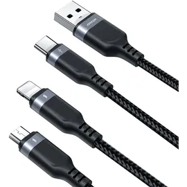 Joyroom USB-A auf USB-C/Lightning/Micro-USB 1,2 m Schwarz