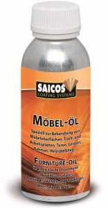 SAICOS Möbel-Öl, farblos, Hochwertiger Anstrich für Holz im Innenbereich, 300 ml - Flasche
