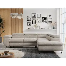 MKS Meble Ecksofa Wohnlandschaft L-Form mit Schlaffunktion und Bettkasten, Schlafsofa mit Bettkasten, Sofa mit Einstellbare Kopfstützen, Peter L... - Beige