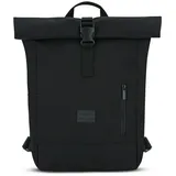 Johnny Urban Rucksack Damen Herren Klein Schwarz - Robin Small Rolltop Daypack mit 12 Zoll Laptopfach - Tagesrucksack für Uni City Business - Wasserabweisend - Einheitsgröße