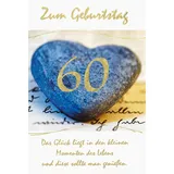 Bsb 60. Geburtstagskarte Frau & Mann - Karte Geburtstag in 11,5 x 17,0 cm - Glückwunschkarte Geburtstag mit Steinherz-Motiv - 60. Geburtstag-Karte mit Umschlag - Geburtstagskarten