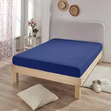 BettwarenShop Spannbettlaken Jersey-Elasthan 120 x 200 - 130 x 220 cm blau