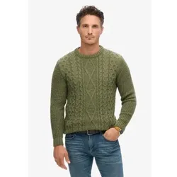 Superdry für Herren. M6110638A Zopfstrickpullover Jacob grün (XL), Lässig, Acryl, Nachhaltig