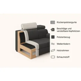 sofiland Eckcouch L-Form mit Schlaffunktion und Bettkasten 3-Sitzer Schwarz