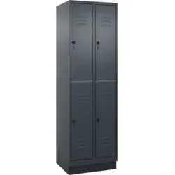 C+P Doppelstock-Spind Classic PLUS, Sockel, 2 Abteile, 1950x600x500mm, 7016/7016 Front RAL 7016 Anthrazitgrau