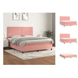 vidaXL Boxspringbett mit Matratze Rosa 160x200 cm Samt