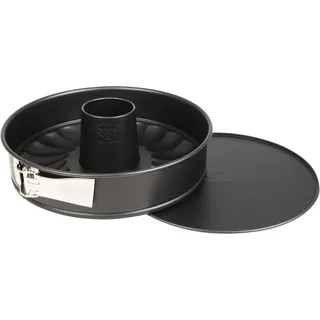 Dr. Oetker Springform mit Flach- und Rohrboden Ø 26 cm, Kuchenform aus Stahl mit Antihaftbeschichtung, Backform aus veredeltem Schwarzblech, Menge: 1 Stück