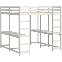 vidaXL Hochbett mit Schreibtisch 140 x 200 cm Kiefer massiv weiß
