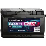 HeyVolt Start Autobatterie 12V 80Ah 800A EN AGM PKW Starterbatterie Wartungsfrei