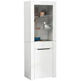 autolock Eckvitrine Vitrine mit app LED-Lichtern Bücherschrank Aktenschrank Standvitrine Stauraumvitrine mit Regalen Vitrinenschrank Küchenschrank Glasvitrine weiß