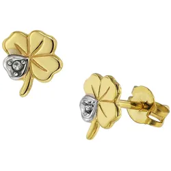 trendor 75094 Damen Ohrringe Kleeblatt 333 Gold 8 Karat Bicolor