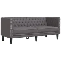 VidaXL Chesterfield-Sofa 2-Sitzer Grau Kunstleder
