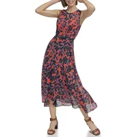 Tommy Hilfiger Damen Ärmellos Pretty Woman Dot Chiffon Maxi, Grenadine Multi, 40 - 40