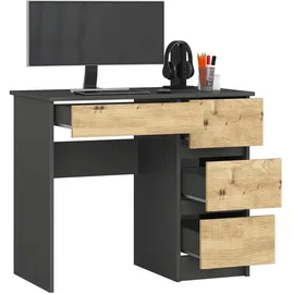 Akord Pc-schreibtisch Akord A7 Graphitgrau, Eiche Artisan B90 x H77 x T50 cm
