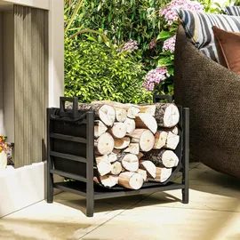 Outsunny Kaminholzregal Metall 49 x 34 x 44 cm 1-St. Schwarz