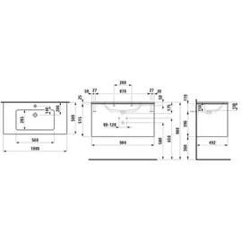 Laufen PRO S Set Lani Komplettset 1000, Waschtisch inkl. Waschtischunterbau, 1000x500x540mm, H8649672661041, Farbe: Verkehrsgrau