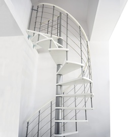 Minka Spindeltreppe Venezia (Durchmesser: 160 cm, silber Farbe Stufen: Buche Hell, Geschosshöhe: