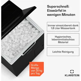 Klarstein Icefestival Cube Eiswürfelbereiter Industrie-Eiswürfelmaschine 400W 1,8 Liter 20kg/24h Schwarz