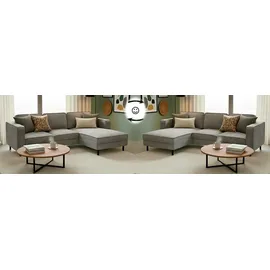 TRENDMANUFAKTUR Eckcouch Cord 2-Sitzer Blau