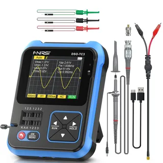 Treedix Oszilloskop Multimeter, 3 in 1 Digital Oszilloskop Generator, 2.4 Zoll HD Farbbildschirm USB wiederaufladbare Digital Transistor Tester Kit, PWM Ausgangssignalgenerator, 500kHz Bandbreite