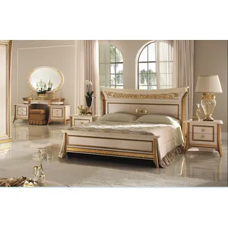 Schlafzimmer 3 tlg. Set Bett 2x Nachttisch Konsole Betten Doppel Hotel Polster