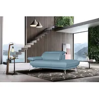 Egoitaliano Ottomane Anais, erstklassiges Designsofa, Breite 179 cm, Fußfarbe chrom, Kopfteil verstellbar, Leder CAREZZA, himmelblau blau