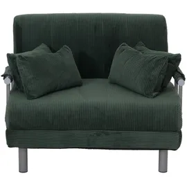 Mendler Schlafsessel HWC-K29, Klappsessel Schlafsofa Gästebett, Liegefläche 190x100cm, Stoff Cord (330g/m2) ~ grün