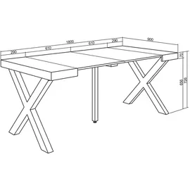 SKRAUT HOME Ausziehbarer Konsolentisch 180x90x73cm weiß
