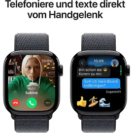 Apple Watch Series 10 GPS 42 mm Aluminiumgehäuse diamantschwarz Sport Loop tinte