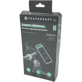 Shapeheart Magnetische Fahrrad Handyhalterung - wasserdichte Touchscreen Hülle 2XL - Lenkerhalterung für MTB, Motorrad, Roller - Abnehmbare Smartphone Tasche - Schwarz