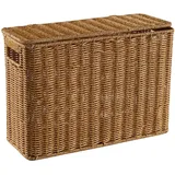 DEARMAMY Rattan Zeitschriftenkorb Mit Deckel Schmaler Aufbewahrungskorb Für Bücher Spielzeug Und Kleinigkeiten Tragbarer Korb Für Badezimmer Und Büro 38X27X15Cm