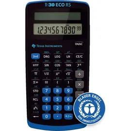 Texas Instruments TI-30 ECO RS Schulrechner, Technisch-Wissenschaftlich (Einzeiliges 10-stelliges Display, Solarbetrieb) Schwarz