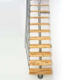 Minka Mittelholmtreppe Comfort Top in Buche auf Walnuss Unterkonstruktion silber bis 312 cm Raumhöhe - silberfarben