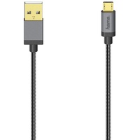 Hama Micro-USB-Kabel, USB 2.0 480 Mbit/s, Metall, 0,75 m