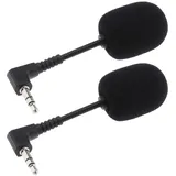 2 Stück 3,5-mm-Mini-Mikrofon für Explainer-Soundkarten-Desktop-Computer mit Schwammabdeckung, 360-Grad-Drehung, verstellbar, 3-polig, Stereo, Plug-and-Play, tragbar