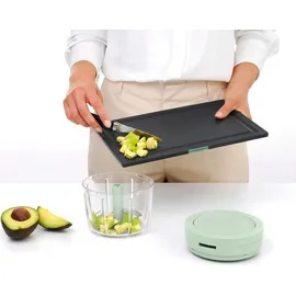 Brabantia TASTY+ Manueller Lebensmittelzerkleinerer | Handbetriebener Minizerkleinerer mit Edelstahlklingen | Zerkleinern und Verquirlen | Kompaktes Küchenwerkzeug | Jade Green