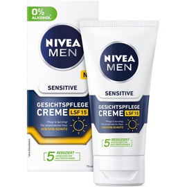 NIVEA Men Sensitive Gesichtspflege Creme Männer mit Kamille, für empfindliche Haut, Männer Hautpflege mit LSF 15, Hautcreme (75 ml)